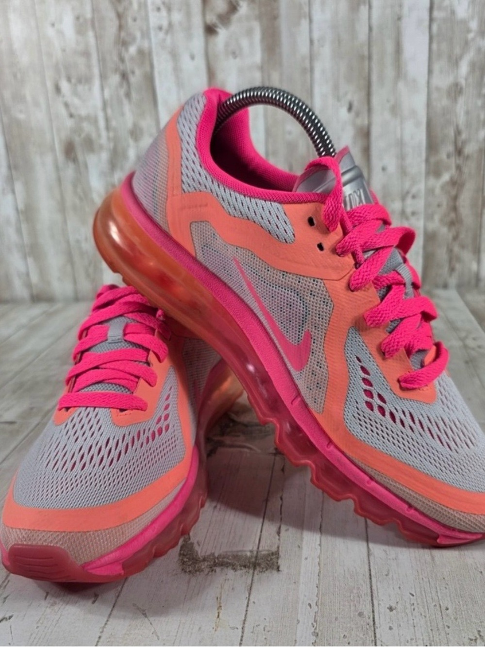 Nike Women's Gray Pink Orange Air Max Athletic Shoes